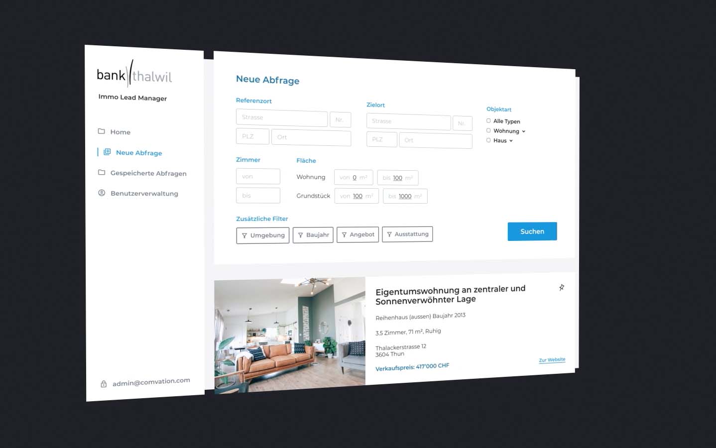 Interne Web App für Immobiliensuche