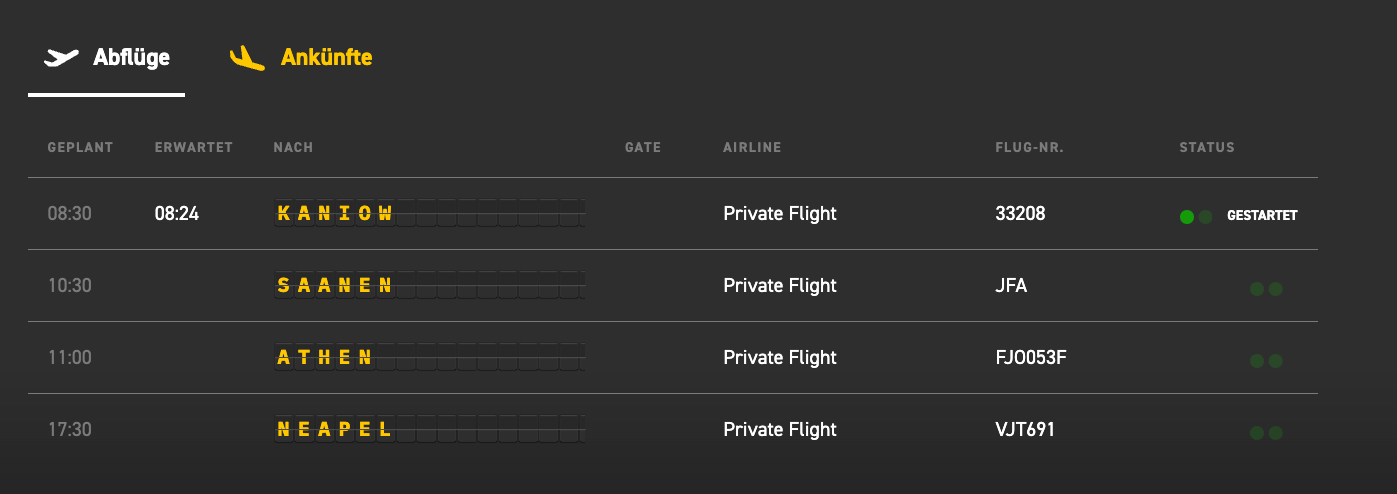 Feature 1: Schnittstelle Abflüge & Ankünfte