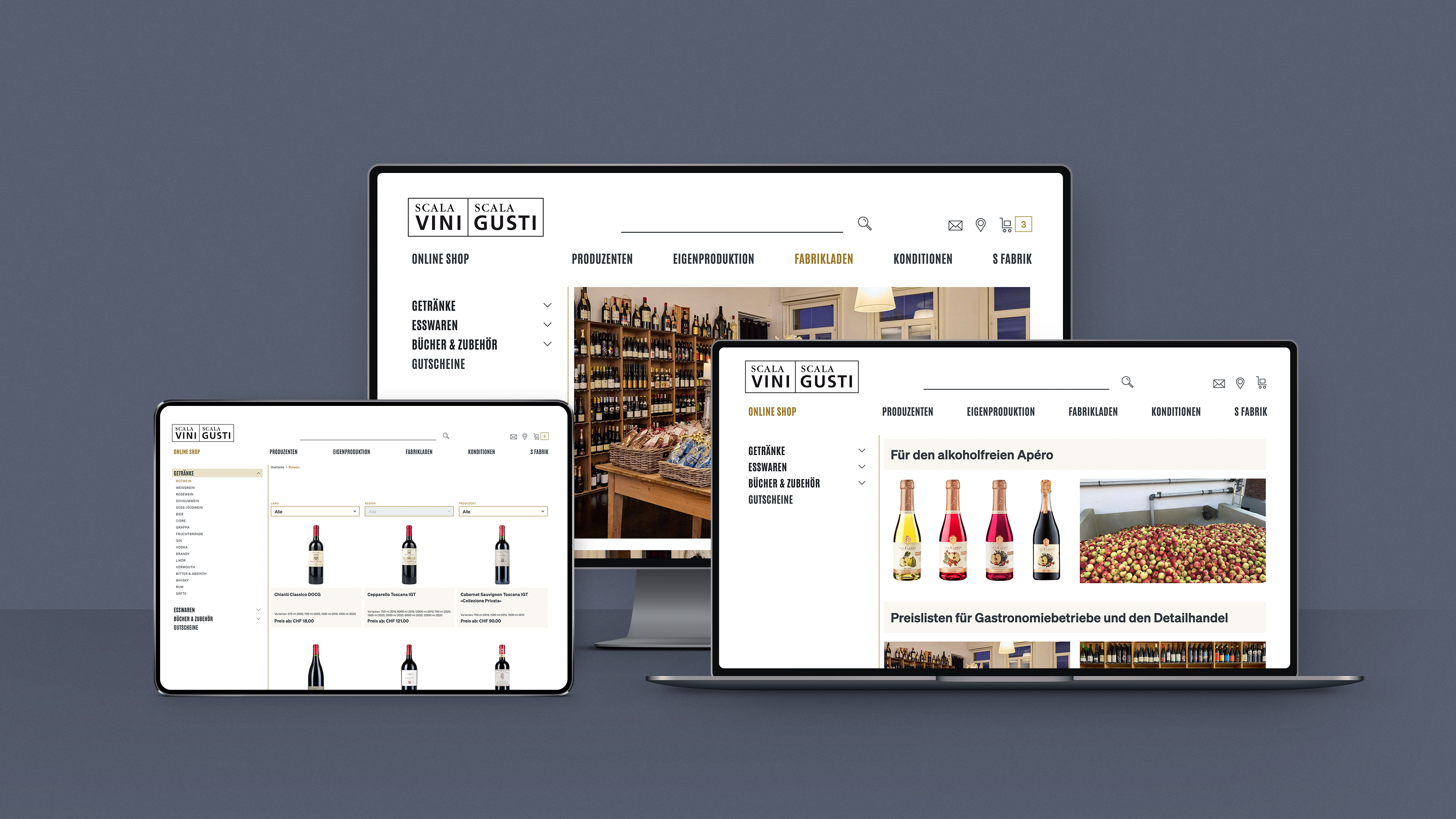 Webdesign, das gluschtig macht - Scala Vini - Scala Gusti AG, S-Fabrik